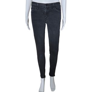 ANLO Soft Faded Black Wash Skinny Cropped Ankle Zip Low Rise Denim Jean Size 27